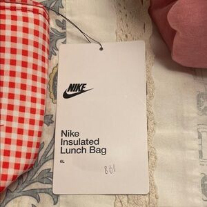 Nike Red and White Checkered Lunch Bag